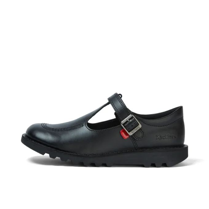 Kick T-Bar da donna per ragazze in pelle verniciata nera Kick T-Bar da donna per ragazze in pelle verniciata nera