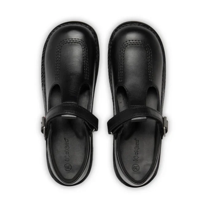 Kick T-Bar da donna per ragazze in pelle verniciata nera Kick T-Bar da donna per ragazze in pelle verniciata nera