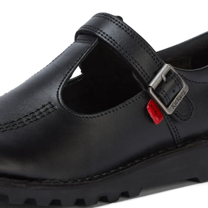 Kick T-Bar da donna per ragazze in pelle verniciata nera Kick T-Bar da donna per ragazze in pelle verniciata nera
