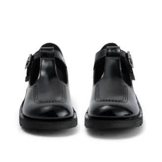 Kick T-Bar in pelle alternativa per ragazze, verniciata, nera