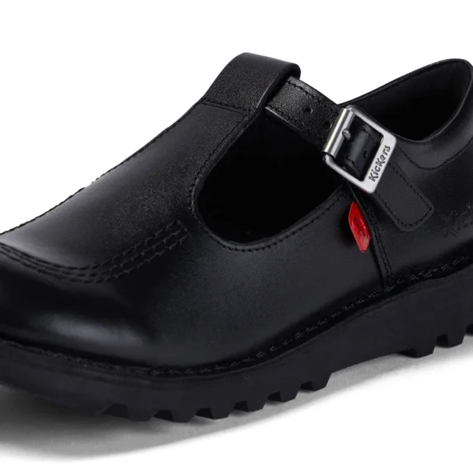 Kick T-Bar in pelle nera per ragazze Kick T-Bar in pelle nera per ragazze
