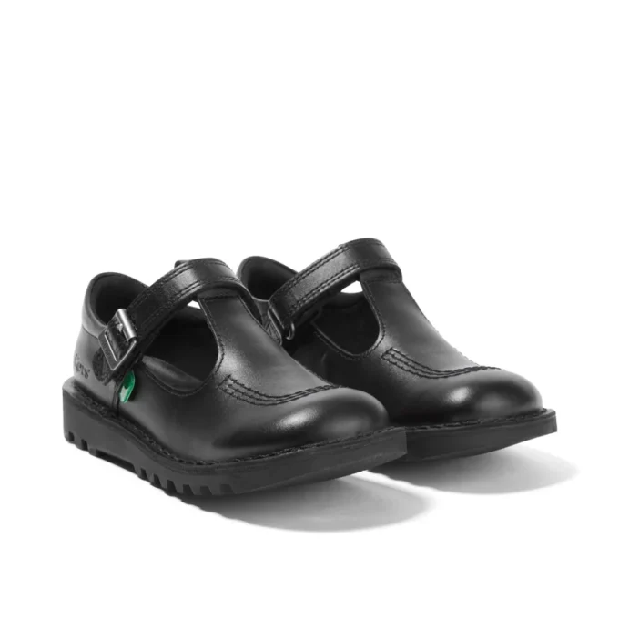 Kick T-Bar in pelle velour nera per ragazze Kick T-Bar in pelle velour nera per ragazze