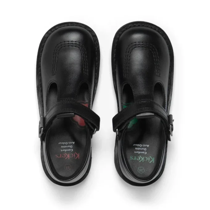 Kick T-Bar in pelle velour nera per ragazze Kick T-Bar in pelle velour nera per ragazze