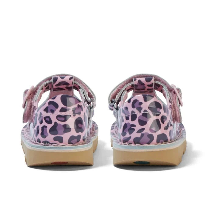 Kick T Bar in vernice leopardata rosa per bambine Kick T Bar in vernice leopardata rosa per bambine