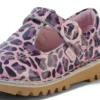 Kick T Bar in vernice leopardata rosa per bambine Kick T Bar in vernice leopardata rosa per bambine