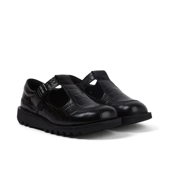 Kick Tbar Croc in pelle nera da donna Kick Tbar Croc in pelle nera da donna