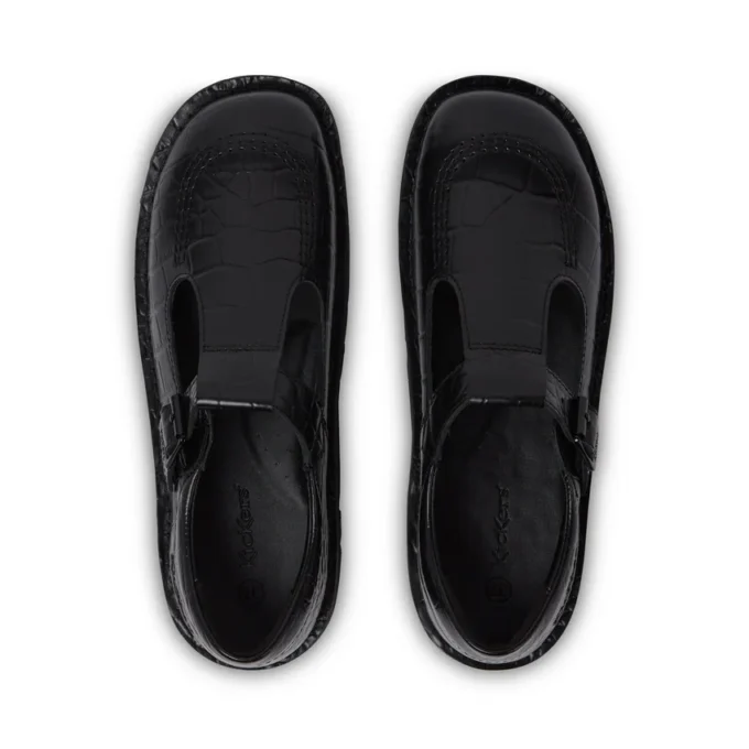 Kick Tbar Croc in pelle nera da donna Kick Tbar Croc in pelle nera da donna