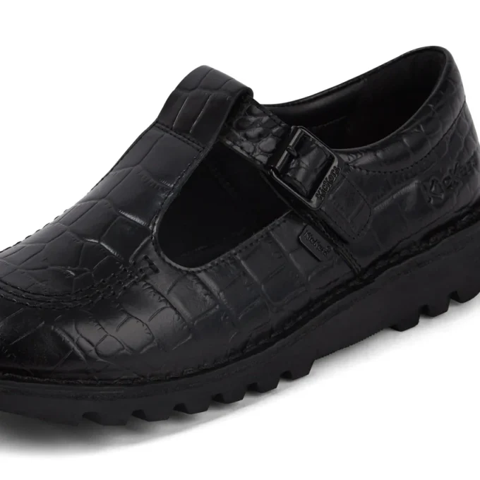 Kick Tbar Croc in pelle nera da donna Kick Tbar Croc in pelle nera da donna