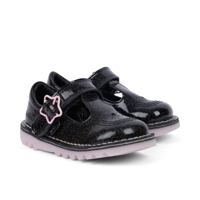 Kick Tbar Galactic in pelle nera per bambine Kick Tbar Galactic in pelle nera per bambine