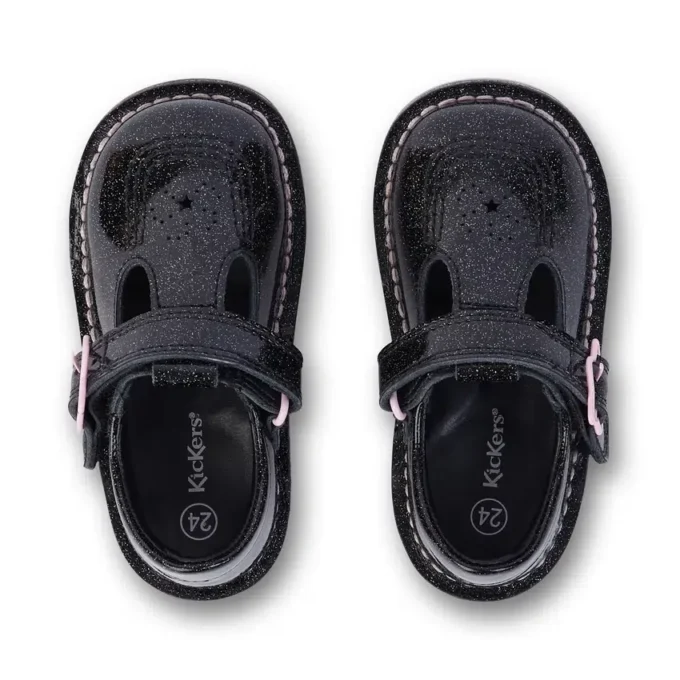 Kick Tbar Galactic in pelle nera per bambine Kick Tbar Galactic in pelle nera per bambine