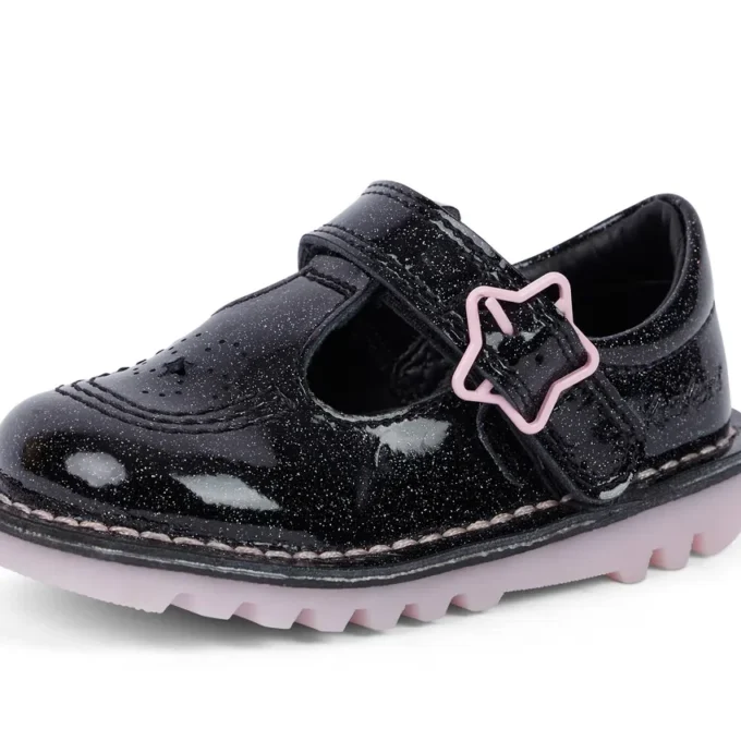 Kick Tbar Galactic in pelle nera per bambine Kick Tbar Galactic in pelle nera per bambine