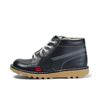 Kickers Junior Unisex Kick Hi Zip in pelle blu navy