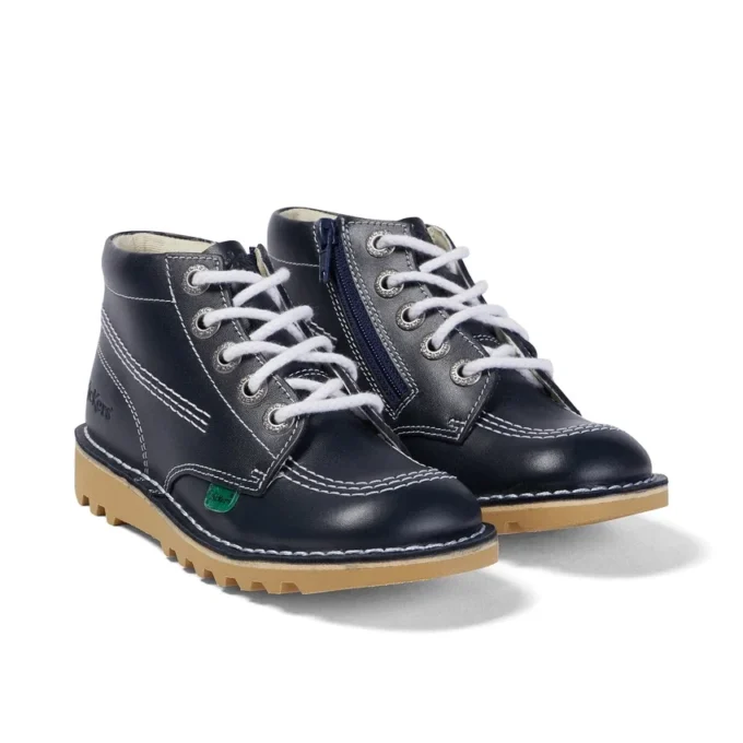 Kickers Junior Unisex Kick Hi Zip in pelle blu navy Kickers Junior Unisex Kick Hi Zip in pelle blu navy