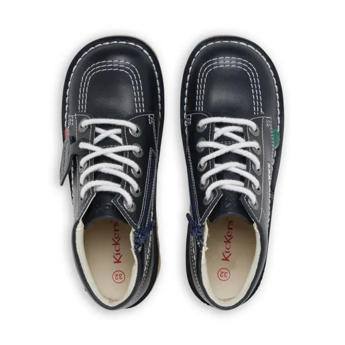 Kickers Junior Unisex Kick Hi Zip in pelle blu navy Kickers Junior Unisex Kick Hi Zip in pelle blu navy