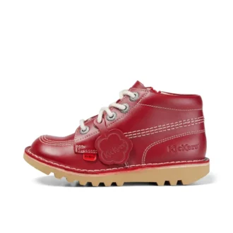 Kickers Junior Unisex Kick Hi Zip in pelle rosso