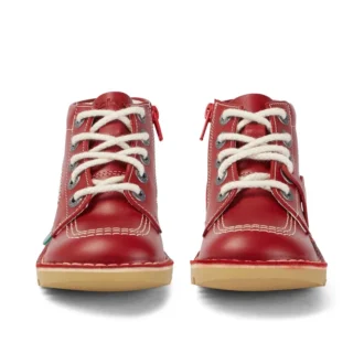 Kickers Junior Unisex Kick Hi Zip in pelle rosso