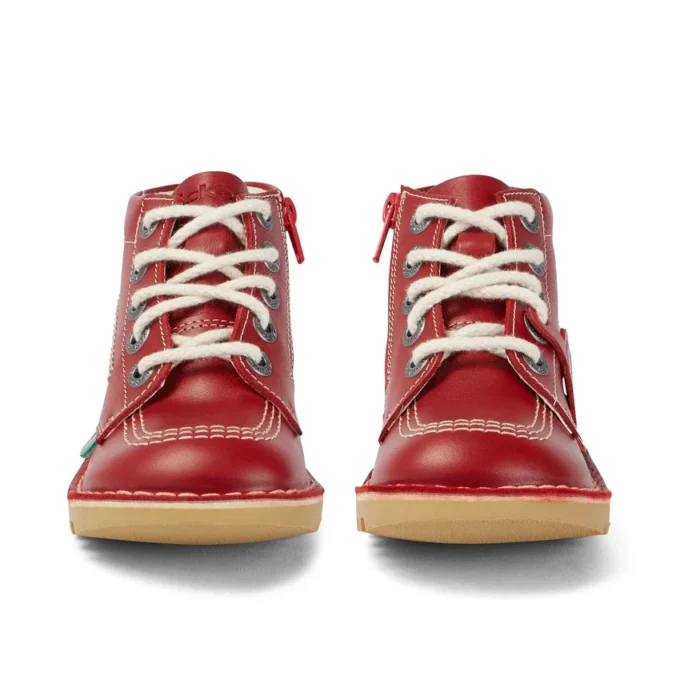 Kickers Junior Unisex Kick Hi Zip in pelle rosso