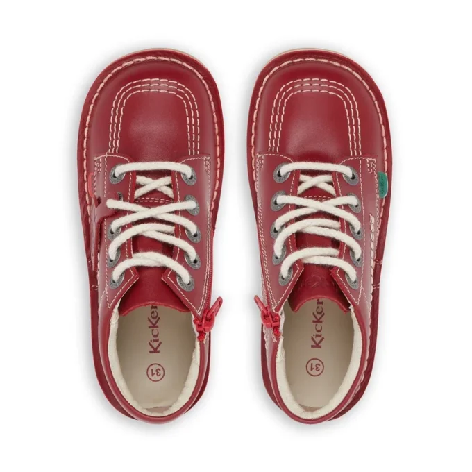 Kickers Junior Unisex Kick Hi Zip in pelle rosso