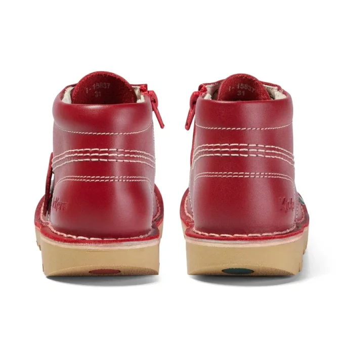 Kickers Junior Unisex Kick Hi Zip in pelle rosso