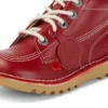Kickers Junior Unisex Kick Hi Zip in pelle rosso
