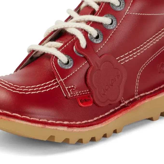 Kickers Junior Unisex Kick Hi Zip in pelle rosso