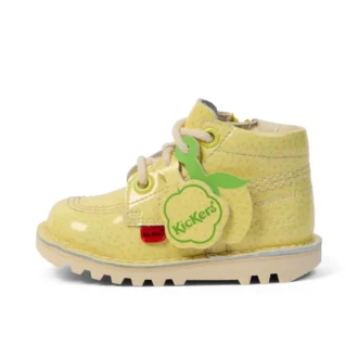 Kickers Kick Hi Fruit in vernice gialla unisex per neonati