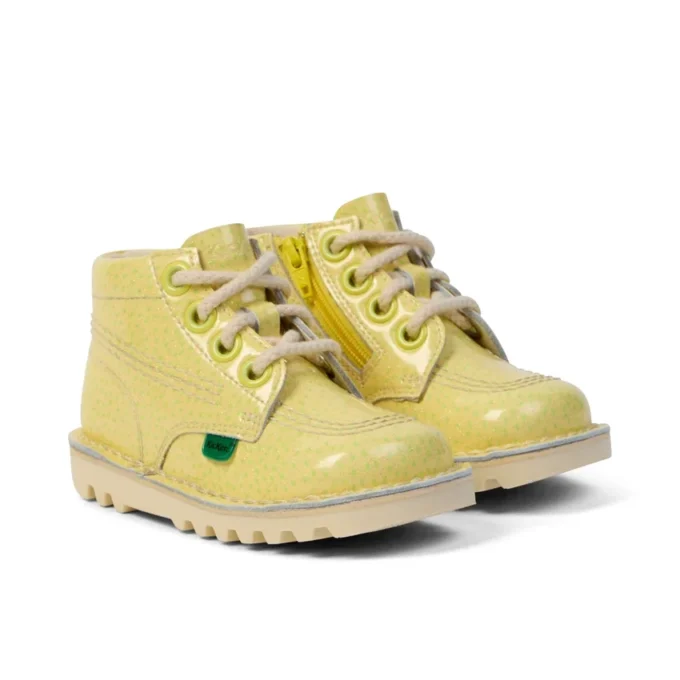 Kickers Kick Hi Fruit in vernice gialla unisex per neonati Kickers Kick Hi Fruit in vernice gialla unisex per neonati