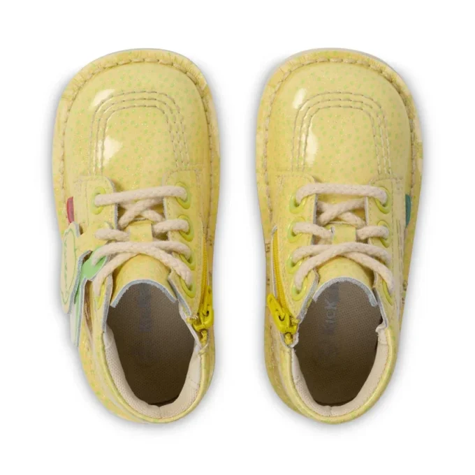 Kickers Kick Hi Fruit in vernice gialla unisex per neonati Kickers Kick Hi Fruit in vernice gialla unisex per neonati