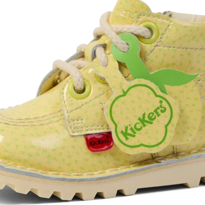 Kickers Kick Hi Fruit in vernice gialla unisex per neonati Kickers Kick Hi Fruit in vernice gialla unisex per neonati