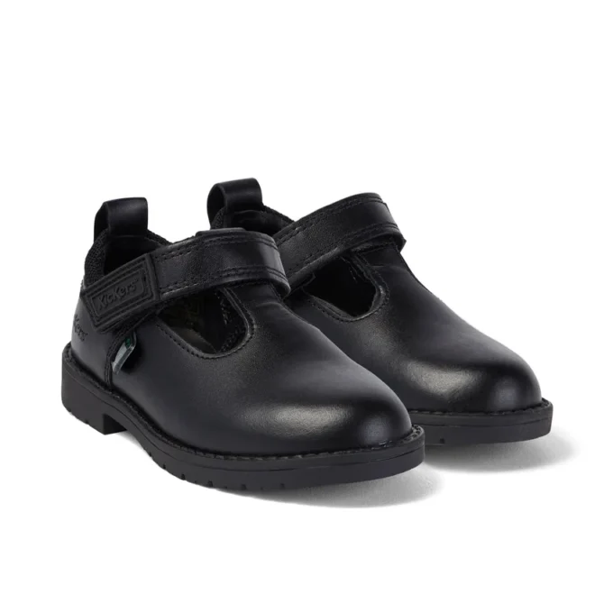 Lachly T Bar in pelle nera per bambine Lachly T Bar in pelle nera per bambine