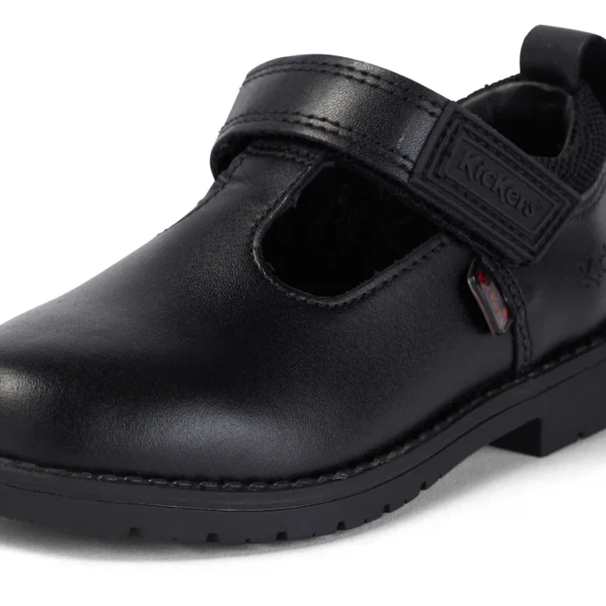 Lachly T Bar in pelle nera per bambine Lachly T Bar in pelle nera per bambine