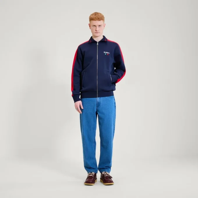 Maglione classico con zip da uomo Kickers, blu navy Maglione classico con zip da uomo Kickers, blu navy