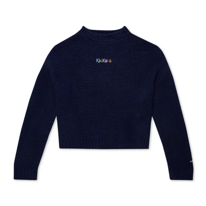 Maglione da donna Kickers con scollo a barchetta e maniche larghe, blu navy Maglione da donna Kickers con scollo a barchetta e maniche larghe, blu navy