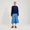 Maglione da donna Kickers con scollo a barchetta e maniche larghe, blu navy Maglione da donna Kickers con scollo a barchetta e maniche larghe, blu navy