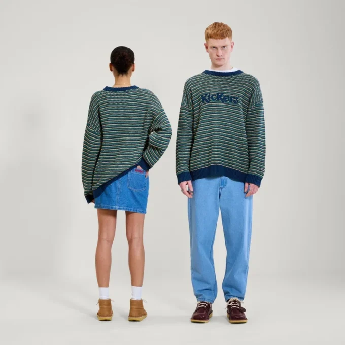 Maglione unisex per adulti Kickers con logo sul petto, maglia multicolore