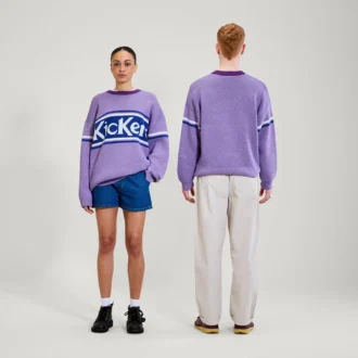 Maglione unisex per adulti Kickers con logo sul petto, viola