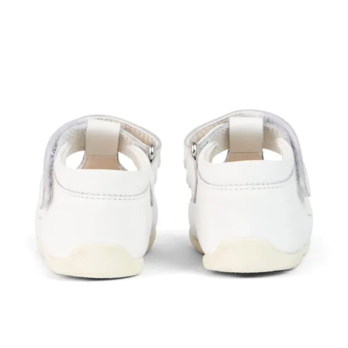 Sandali da neonato Wriggle Flower in pelle bianca