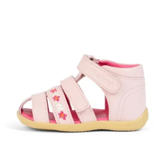 Sandali da neonato Wriggle Flower in pelle rosa Sandali da neonato Wriggle Flower in pelle rosa