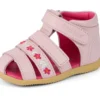 Sandali da neonato Wriggle Flower in pelle rosa