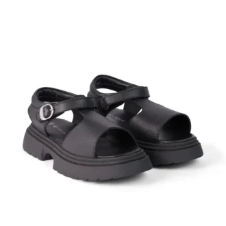 Sandali Kenzi da bambina in pelle nera