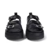 Sandalo in pelle Knox Lo Buckle da donna, nero Sandalo in pelle Knox Lo Buckle da donna, nero