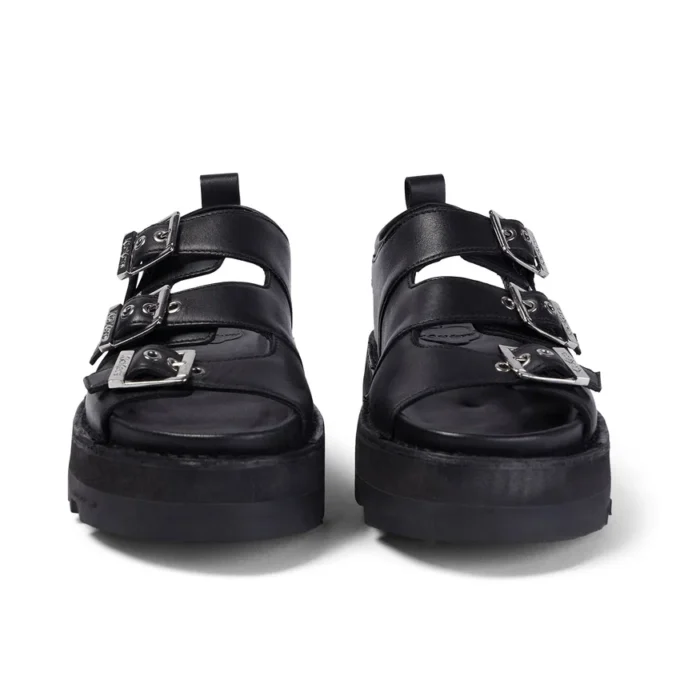 Sandalo in pelle Knox Lo Buckle da donna, nero Sandalo in pelle Knox Lo Buckle da donna, nero