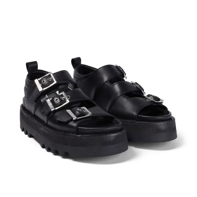 Sandalo in pelle Knox Lo Buckle da donna, nero Sandalo in pelle Knox Lo Buckle da donna, nero
