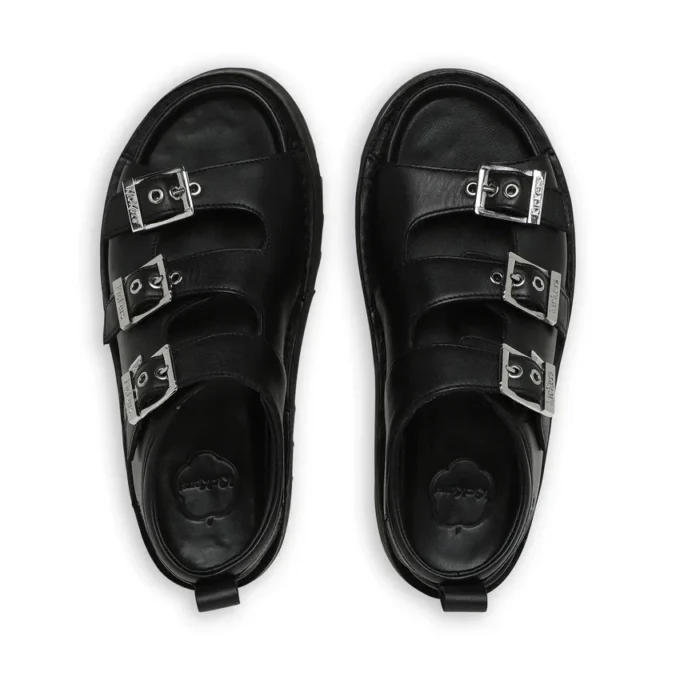 Sandalo in pelle Knox Lo Buckle da donna, nero Sandalo in pelle Knox Lo Buckle da donna, nero