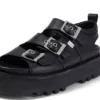 Sandalo in pelle Knox Lo Buckle da donna, nero Sandalo in pelle Knox Lo Buckle da donna, nero