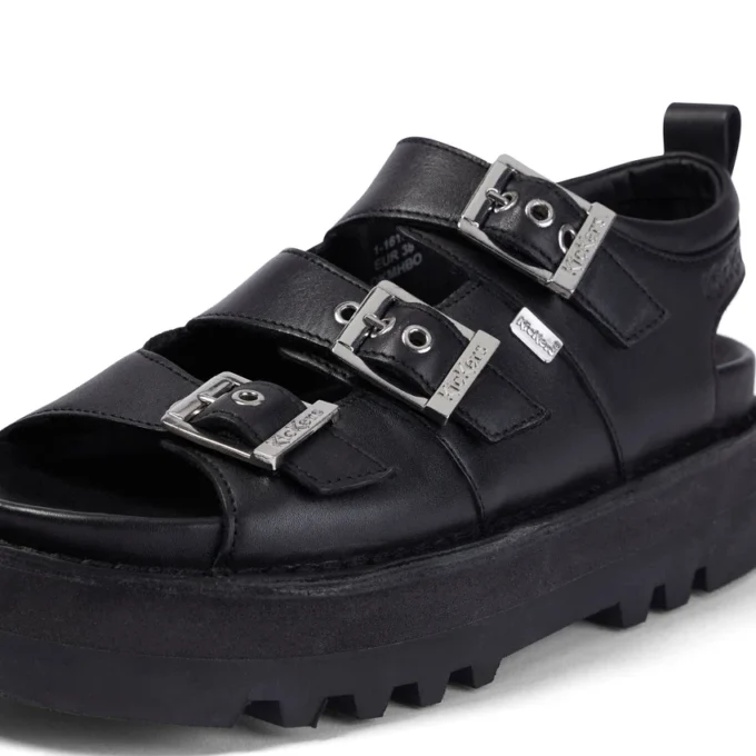 Sandalo in pelle Knox Lo Buckle da donna, nero Sandalo in pelle Knox Lo Buckle da donna, nero