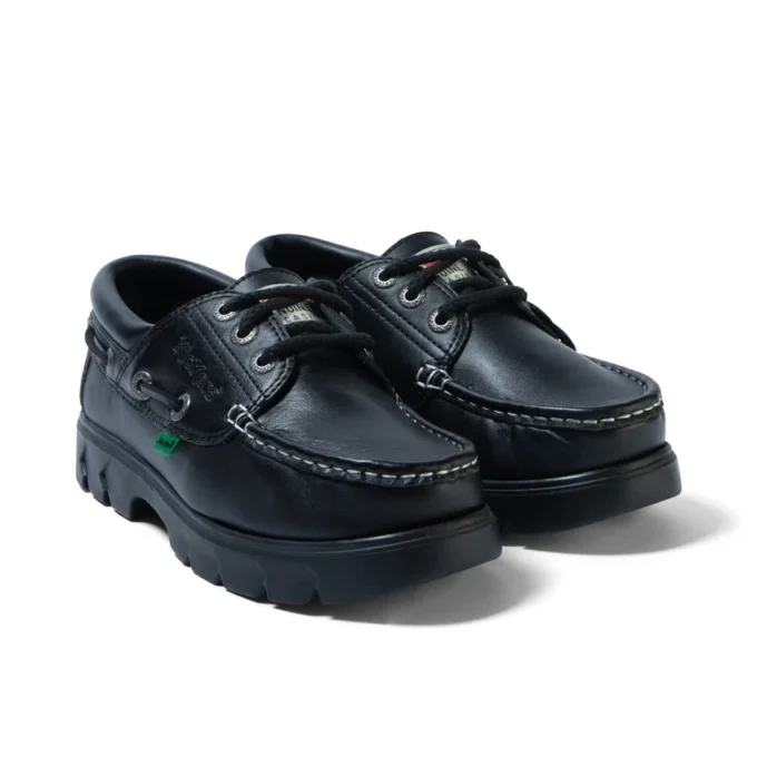 Scarpa da barca Lennon unisex per adulti in pelle nera Scarpa da barca Lennon unisex per adulti in pelle nera