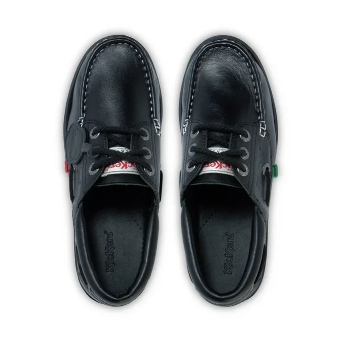 Scarpa da barca Lennon unisex per adulti in pelle nera Scarpa da barca Lennon unisex per adulti in pelle nera