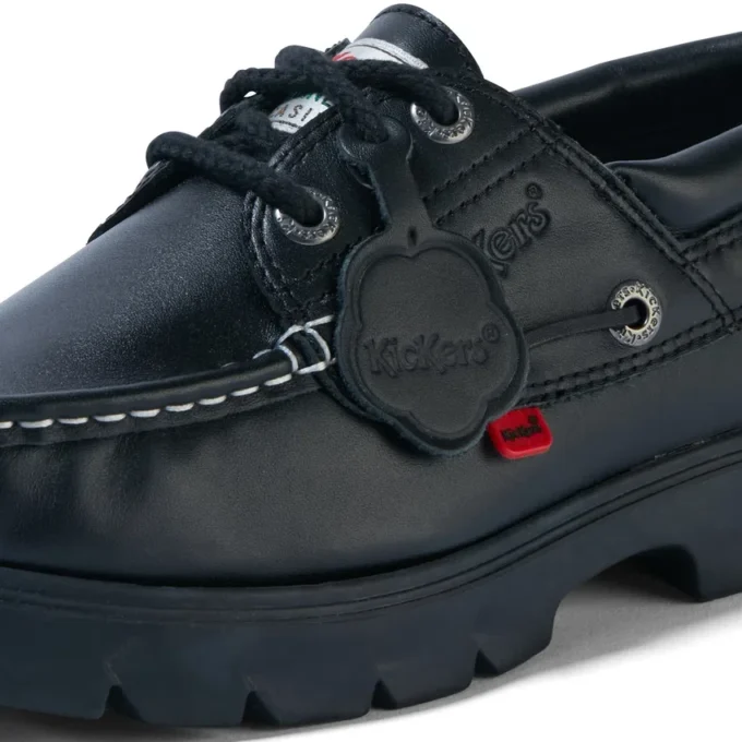 Scarpa da barca Lennon unisex per adulti in pelle nera Scarpa da barca Lennon unisex per adulti in pelle nera