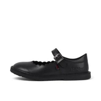 Scarpe da bambina Adlar MJ in pelle con bordi smerlati, nero Scarpe da bambina Adlar MJ in pelle con bordi smerlati, nero